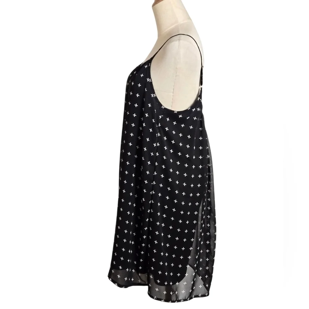 One Clothing Black Cross Goth Flowy Mini Dress